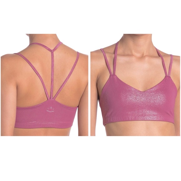 Beyond Yoga Other - BEYOND YOGA Twinkle Pink Strappy Sports Bra Desert Berry Mauve